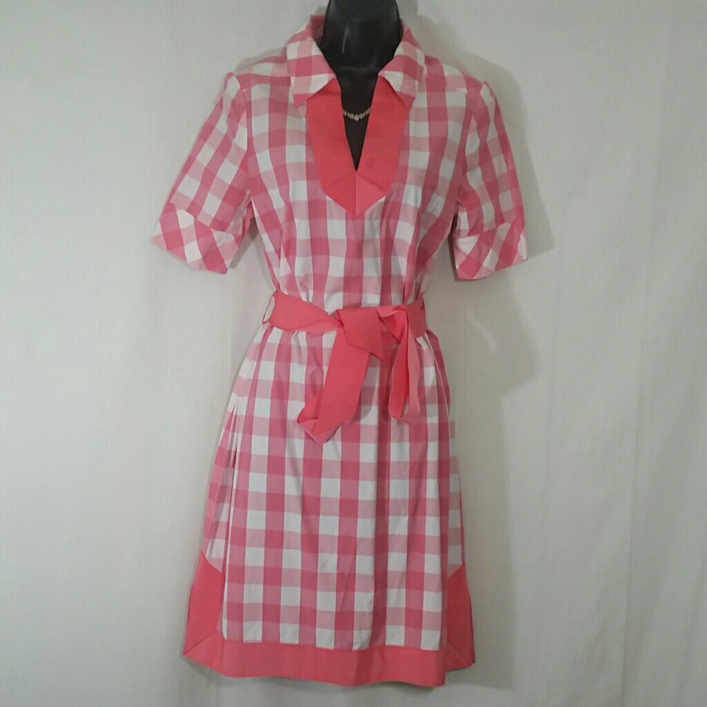 VINEYARD VINES Pink & White Belted Dress Size 6